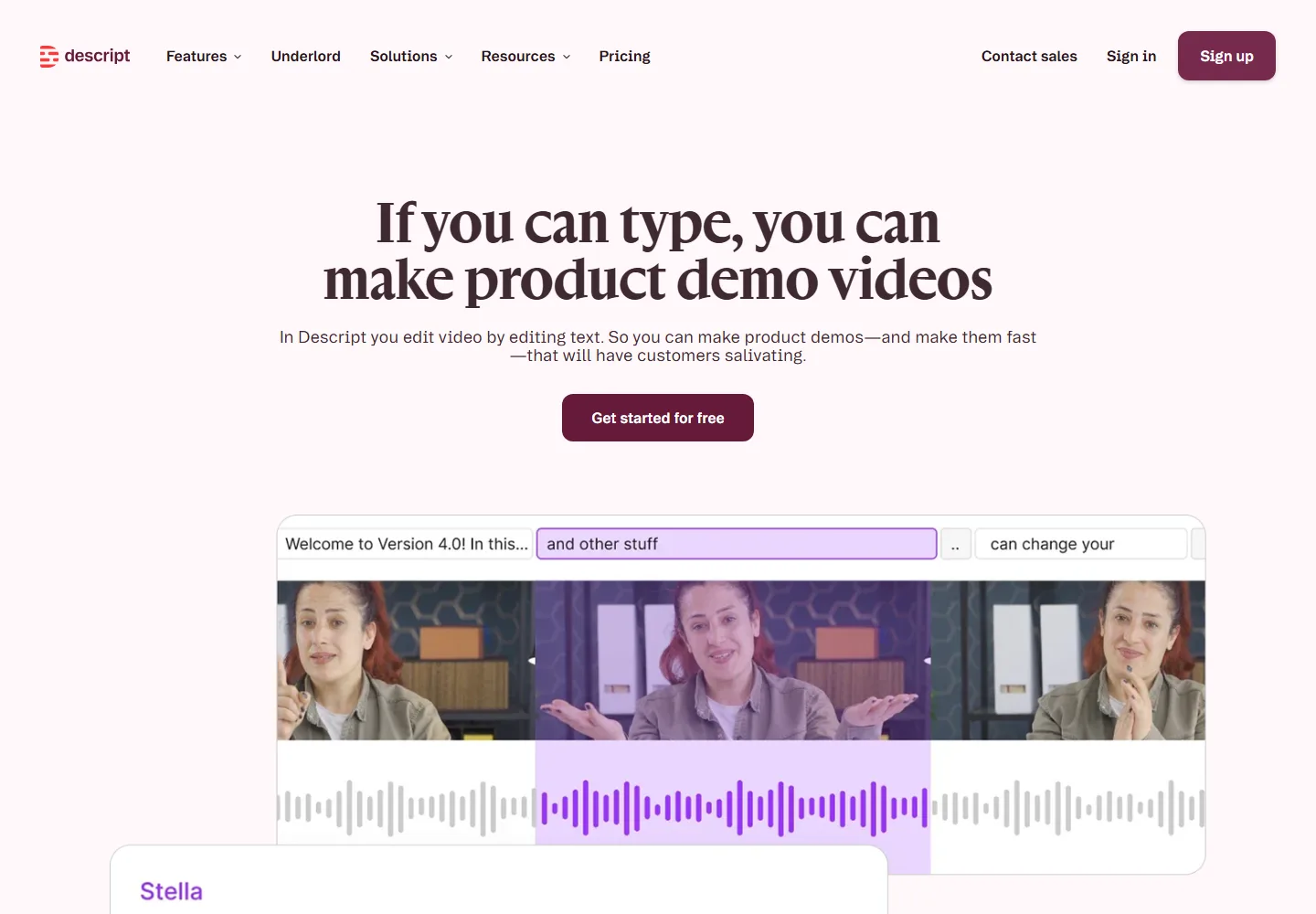 Descript use case page covering the problems it targets