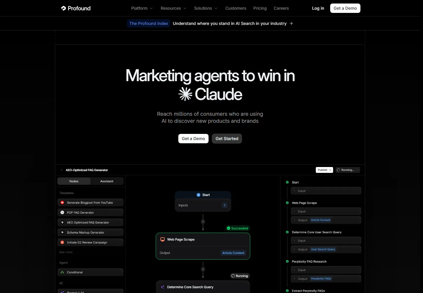 Profound homepage as it appeared when we captured it