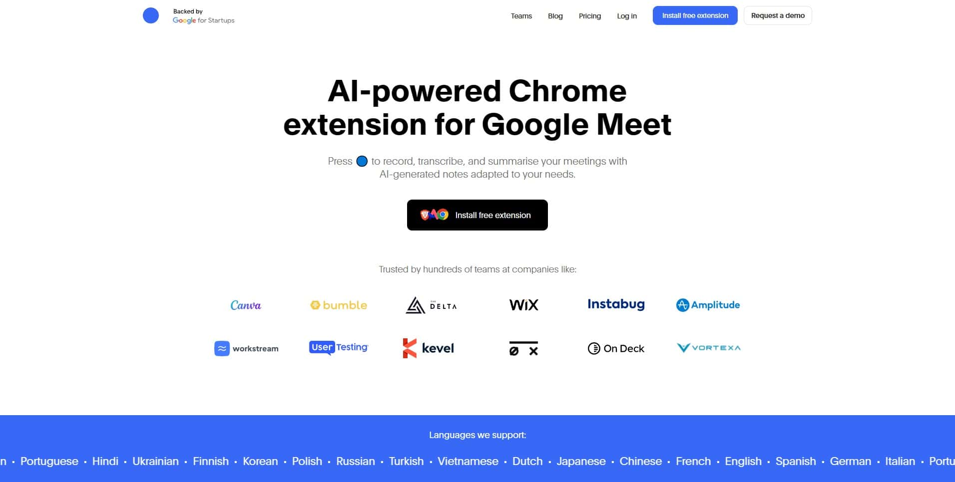 Bluedot AIPowered Chrome Extension for Google Meet