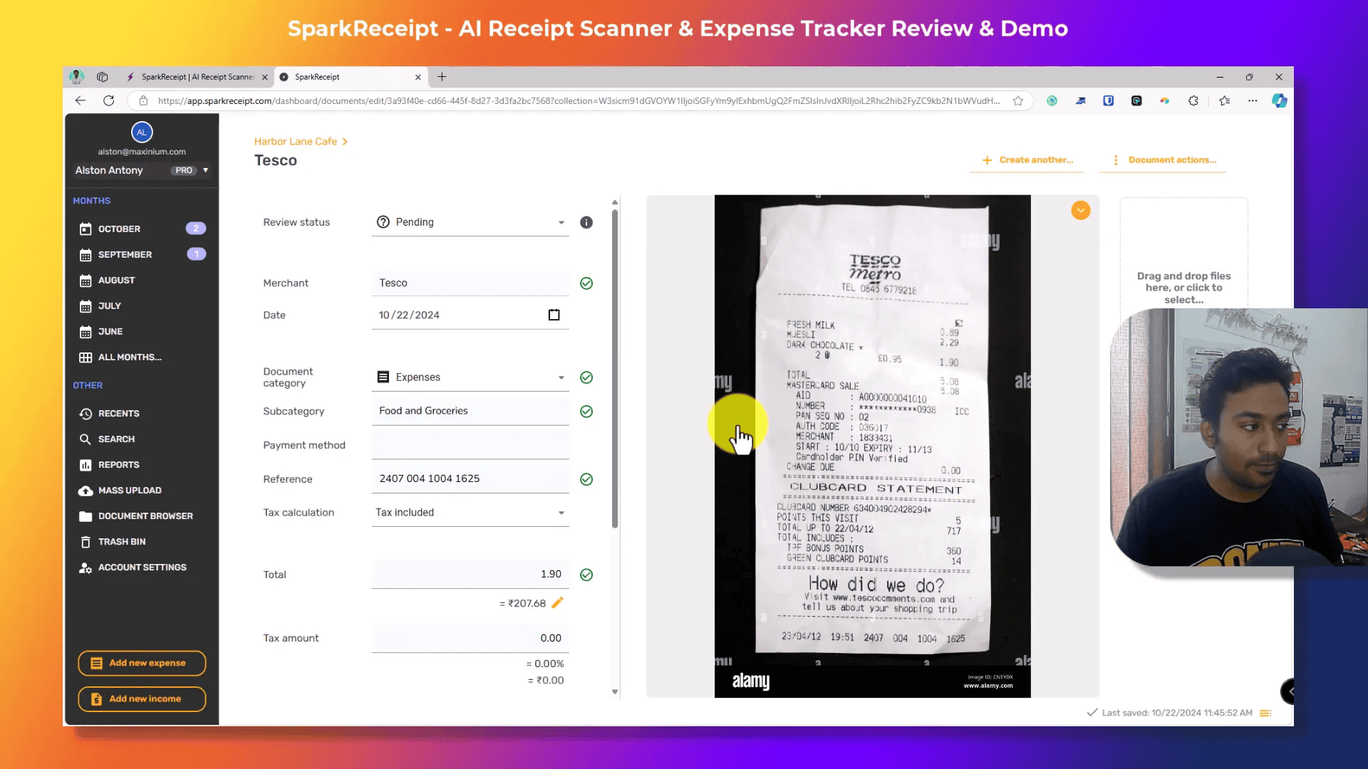 Testing accuracy of receipt scanning